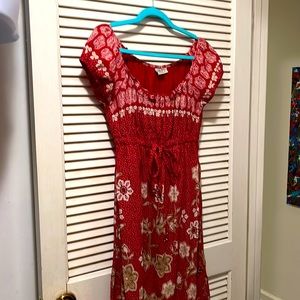 So Wear it Declare It Red Floral Small Sundress/Bohemian Short Dress